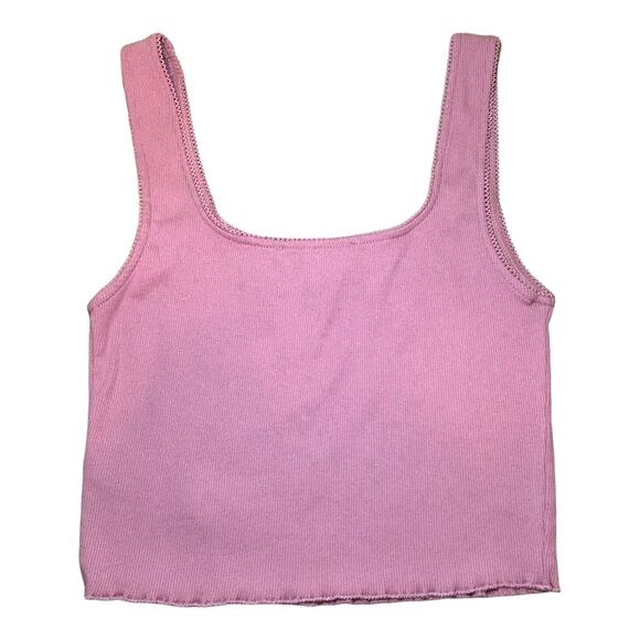 Forever 21 Basic Ribbed Crop Tank Top Pink Size Small - Picture 2 of 4